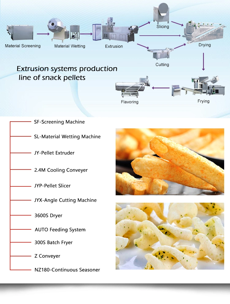 Food Pellet Processing Machine Stainless Steel Fried Snack 2D/3D Pellet Production Line